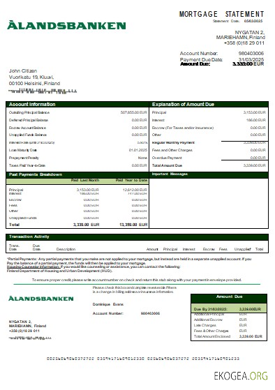 Finlande Aland prêt hypothécaire de la banque scr